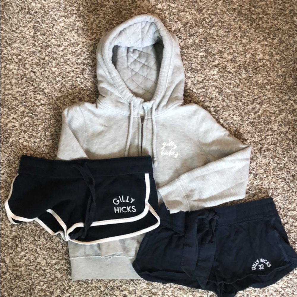 Gilly Hicks sweatshirt and shorts bundle